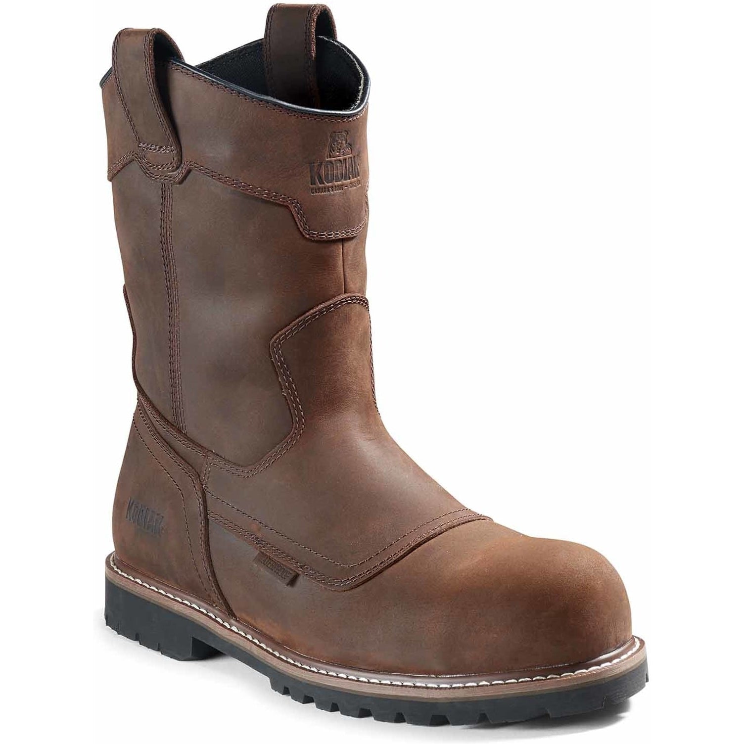 Kodiak Men's Mckinney Comp Toe WP Wellington Work Boot -Brown- 4TERDB 7 / Wide / Dark Brown - Overlook Boots