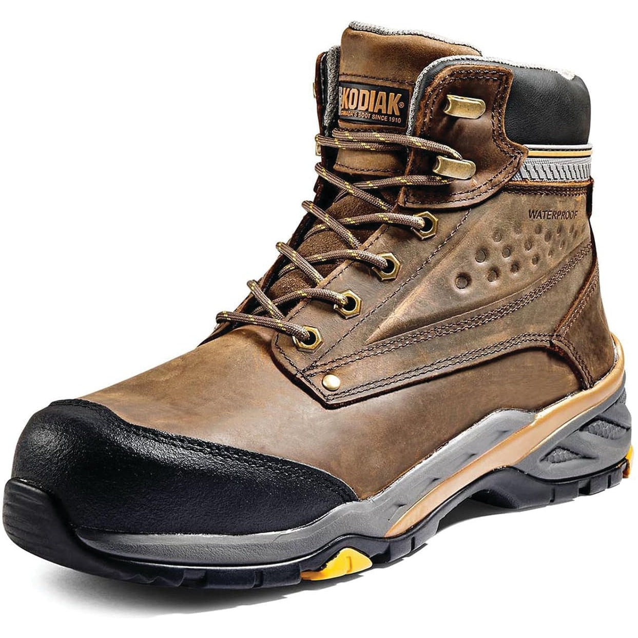 Kodiak Men's Crusade 6" Composite Toe Waterproof Hiker Safety Work Boot -Brown- K4NKAD - Overlook Boots