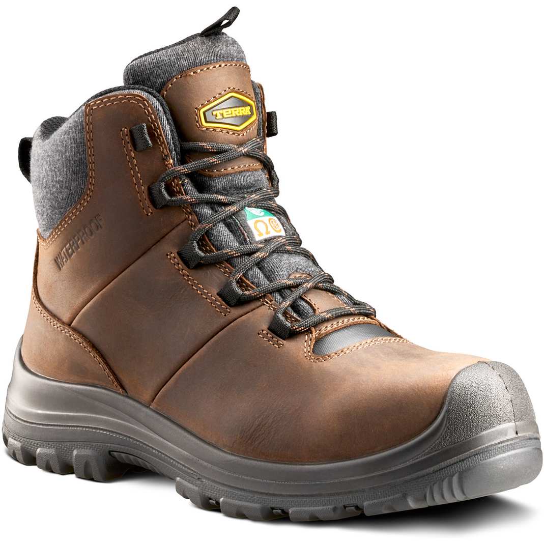 Terra Women's Terra Findlay 6" Comp Toe Waterproof Safety Work Boot- Brown- 1319DB 5 / Medium / Dark Brown - Overlook Boots