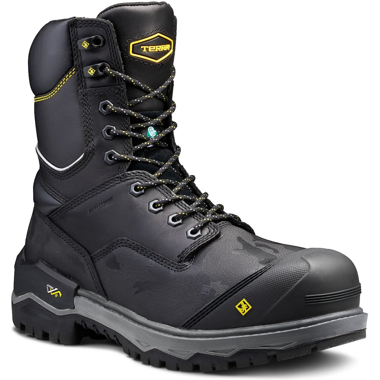 Terra Men's Gantry 8" Comp Toe WP Safety Work Boot -Black- 4NRQBK 7 / Medium / Black - Overlook Boots