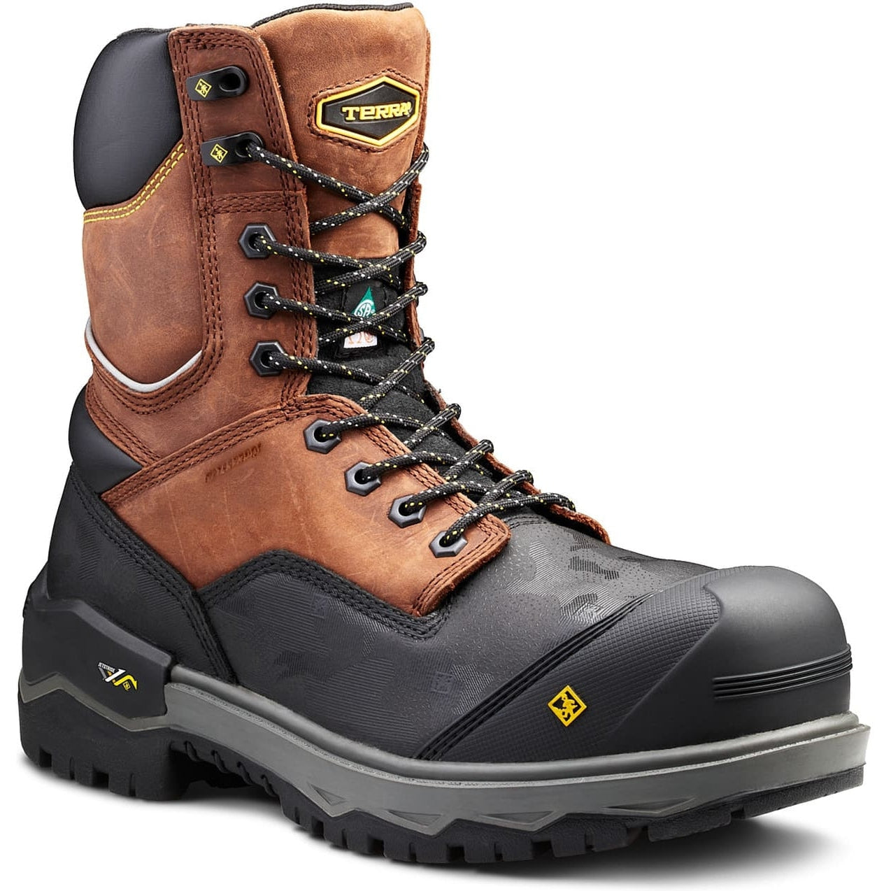 Terra Men's Gantry 8" Comp Toe WP Safety Work Boot -Brown- 4NRQBN 7 / Medium / Brown - Overlook Boots