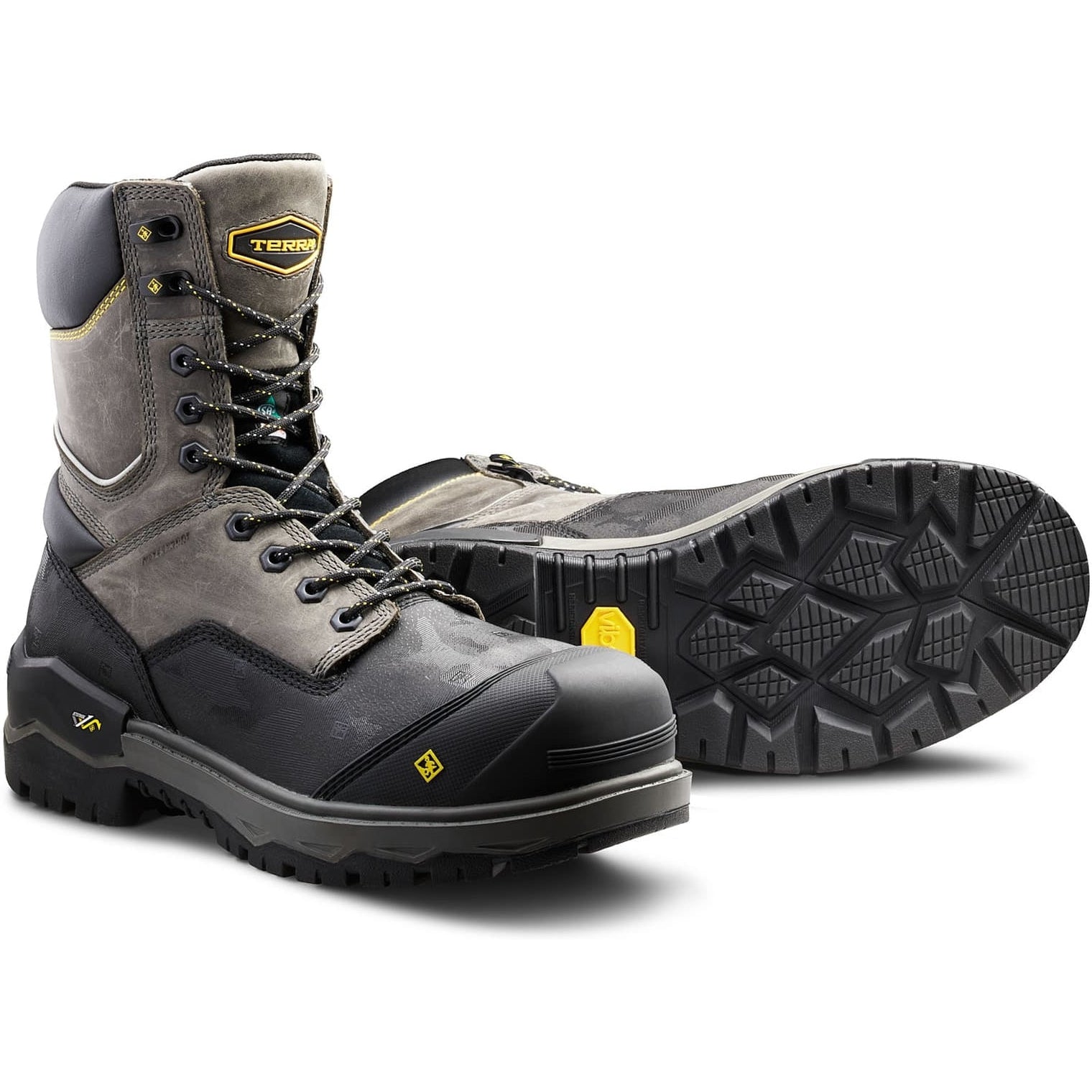 Terra Men's Gantry 8" Comp Toe WP Safety Work Boot -Gray- 4NRQGY  - Overlook Boots