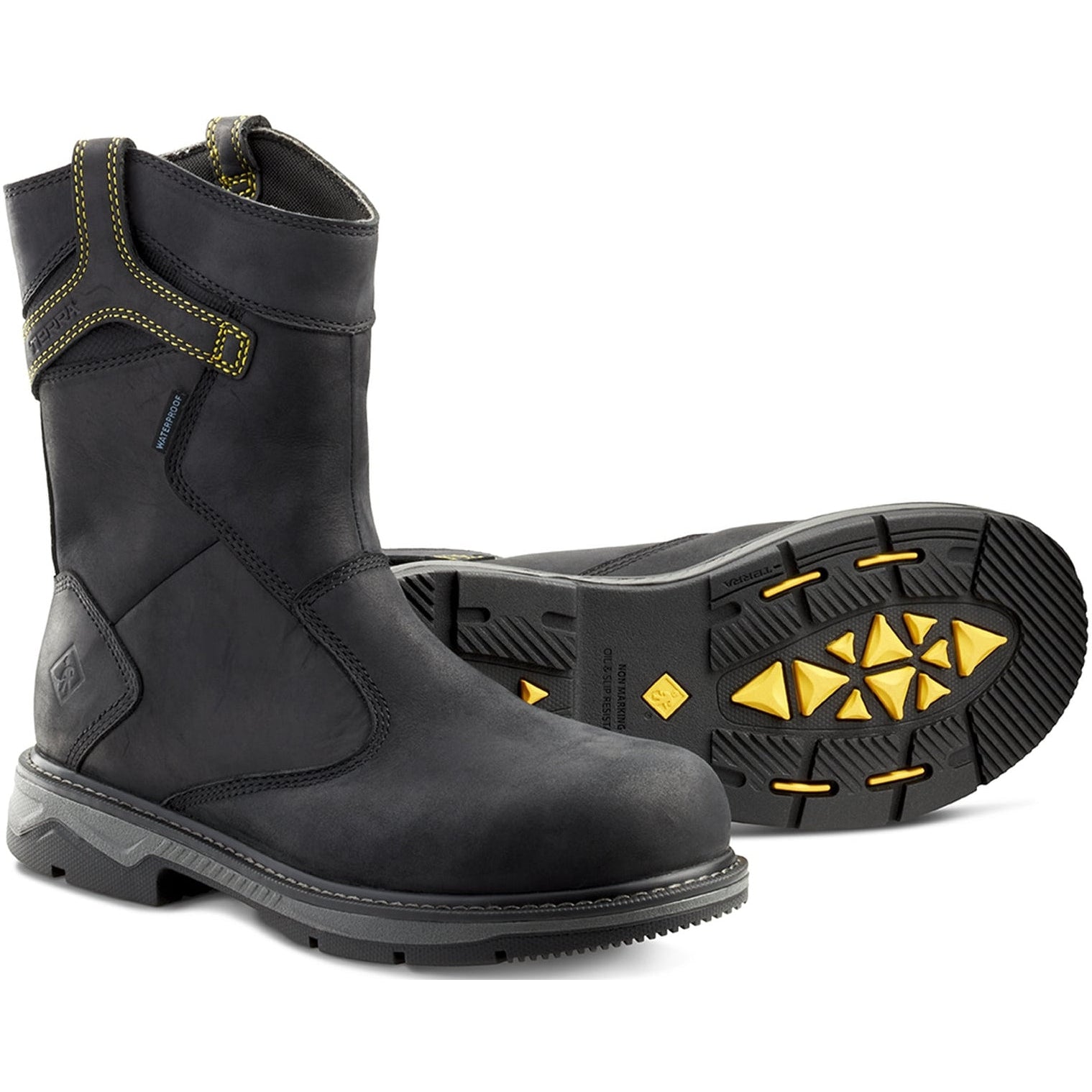 Terra Men's Patton AT Waterproof Pull-On Safety Work Boot -Black- 4TCBBK  - Overlook Boots