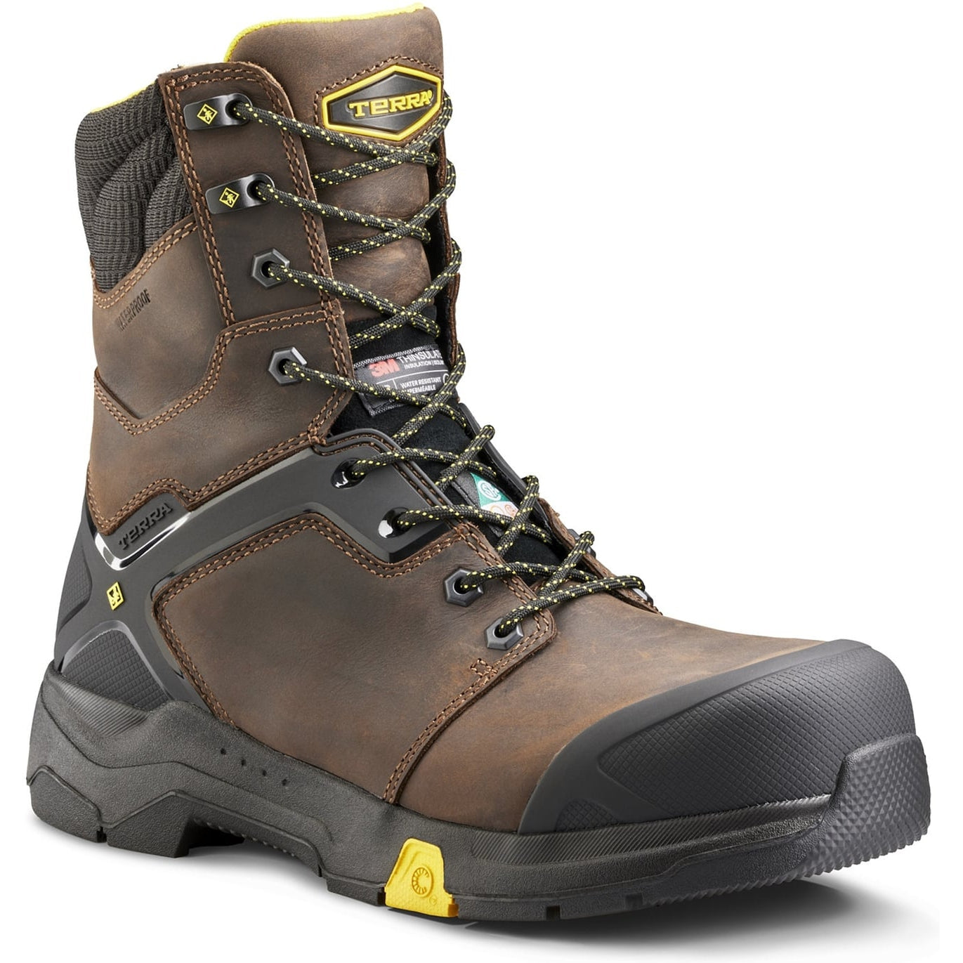 Terra Men's Carbine 8" Comp Toe WP Safety  Work Boot -Brown- 4TCRBN  - Overlook Boots