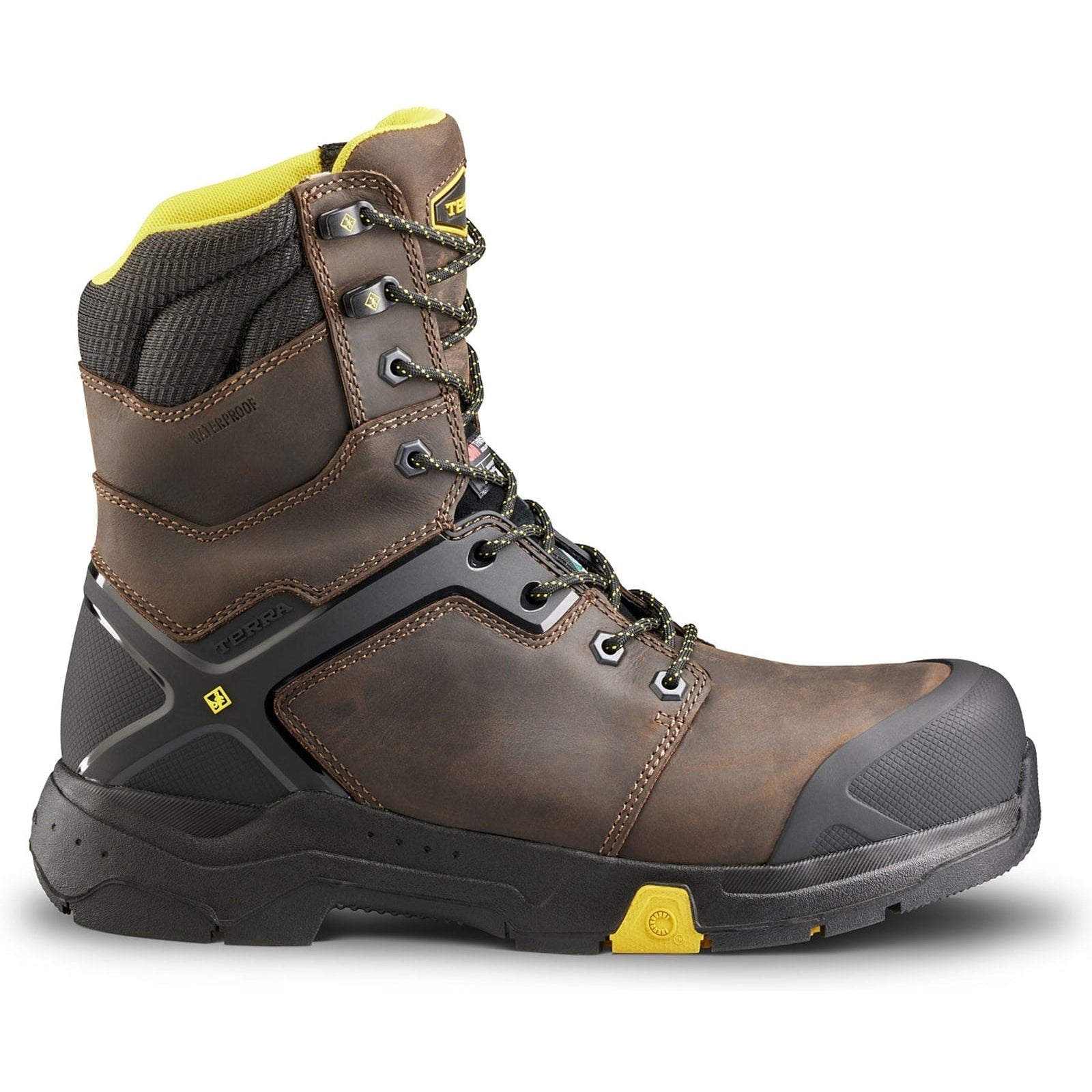 Terra Men's Carbine 8" Comp Toe WP Safety  Work Boot -Brown- 4TCRBN 7 / Medium / Brown - Overlook Boots