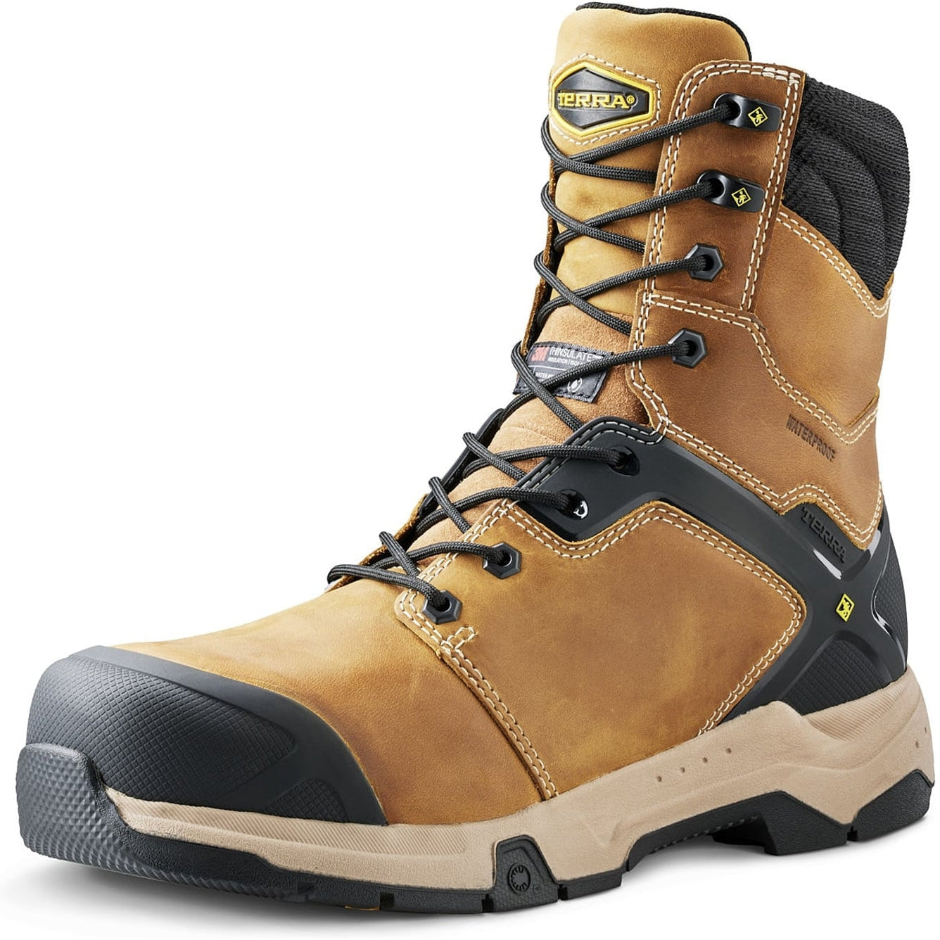 Terra Men's Carbine 8" Comp Toe WP Safety  Work Boot -Wheat- 4TCRWT  - Overlook Boots