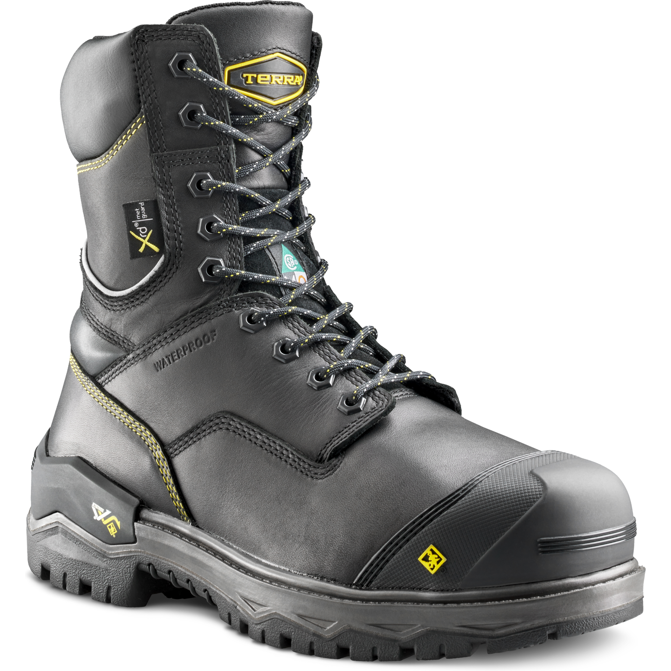 Terra Men's Gantry 8" Composite Toe Waterproof Met Guard Safety Work Boot- Black- 839CBK 7 / Wide / Black - Overlook Boots