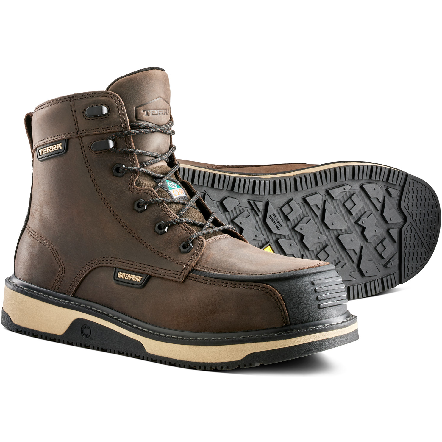 Terra Men's Ironstone 6" Composite Toe Waterproof Safety Work Boot- Brown- 839GDB - Overlook Boots