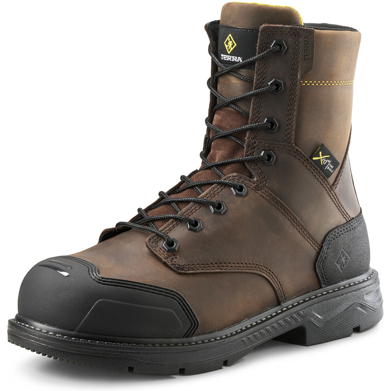 Terra Men's Patton 8" Alloy Toe Waterproof Met Guard Work Boot- Brown- 839KDB - Overlook Boots