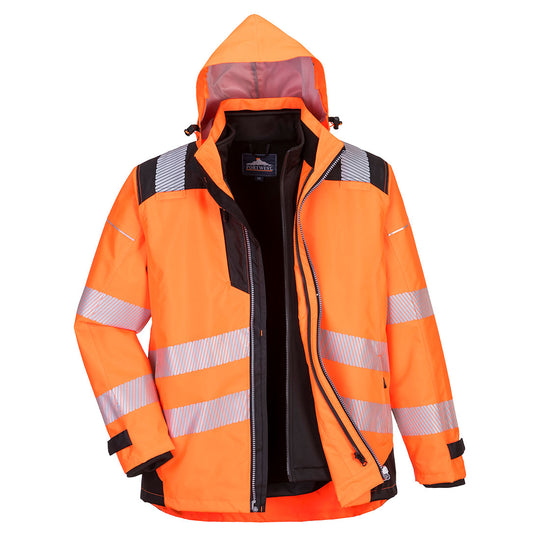 Portwest PW3 Hi-Vis 3-in-1 Jacket - Orange/Black - PW365 Small - Overlook Boots