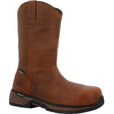 Rocky Men's Treadflex 11" Composite Toe Waterproof Wellington Work Boot- Crazy Horse- RKK0469 8.0 / Medium / Brown - Overlook Boots