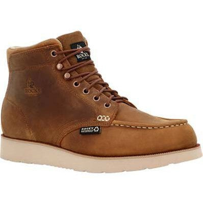 Rocky Men’s Monocrepe Wedge 6” Composite Toe Waterproof Work Boot – Crazy Horse (RKK0471) 7.0 / Medium / Brown - Overlook Boots