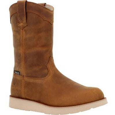 Rocky Men's Monocrepe Wedge 11" Composite Toe Waterproof Wellington Work Boot - RKK0474 7.0 / Medium / Brown - Overlook Boots