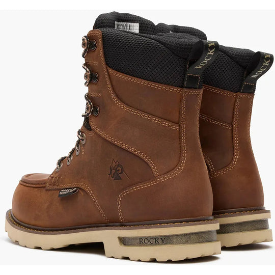 Rocky Men's Grindstone XTR 8” Waterproof Lace-Up Work Boot- Brown- RKK0519 - Overlook Boots