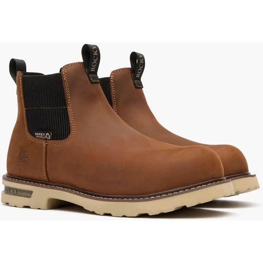 Rocky Men's Grindstone XTR 6” Waterproof Chelsea Work Boot- Brown- RKK0522 - Overlook Boots