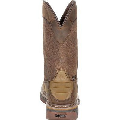 Rocky Men's TPU Heel 11" Square Toe Waterproof Met Guard Western Boot -Brown- RKW0288 - Overlook Boots