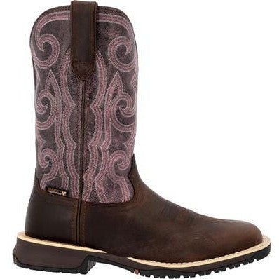 Rocky Women's Rosemary 11" Square Toe WP Western Work Boot -Brown- RKW0422 6 / Medium / Brown - Overlook Boots
