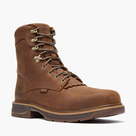 Rocky Men's Ride LTE 8" Waterproof Western Work Boot - Brown - RKW0479