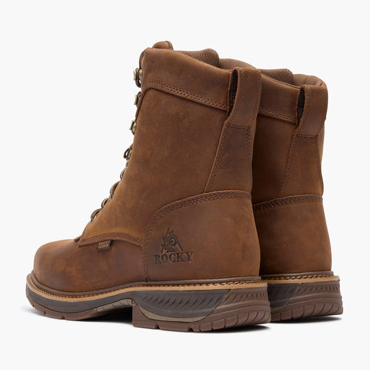 Rocky Men's Ride LTE 8" Waterproof Western Work Boot - Brown - RKW0479