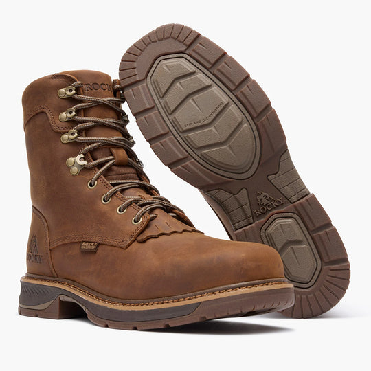 Rocky Men's Ride LTE 8" Waterproof Western Work Boot - Brown - RKW0479