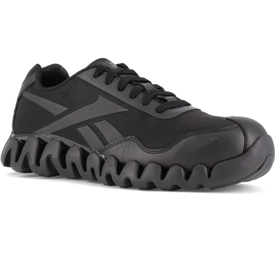 Reebok Men's Zig Pulse Composite Toe Athletic Work Shoe- Black- RB3019 4 / Medium / Black - Overlook Boots