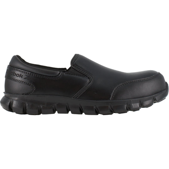 Reebok Men's Sublite Cushion Comp Toe Athletic Slip On Work Shoe- Black- RB4036 - Overlook Boots