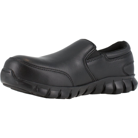 Reebok Men's Sublite Cushion Comp Toe Athletic Slip On Work Shoe- Black- RB4036 - Overlook Boots