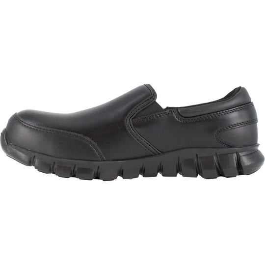 Reebok Men's Sublite Cushion Comp Toe Athletic Slip On Work Shoe- Black- RB4036 - Overlook Boots