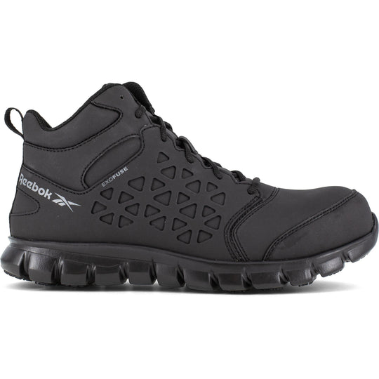 Reebok Men's Sublite Cushion Composite Toe Mid Cut Athletic Work Shoe- Black- RB4059 - Overlook Boots