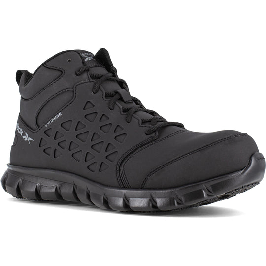 Reebok Men's Sublite Cushion Composite Toe Mid Cut Athletic Work Shoe- Black- RB4059 7.0 / Medium / Black - Overlook Boots