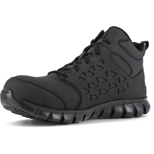 Reebok Men's Sublite Cushion Composite Toe Mid Cut Athletic Work Shoe- Black- RB4059 - Overlook Boots