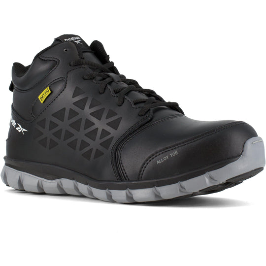 Reebok Men's Sublite Cushion Alloy Toe Metguard Athletic Work Shoe- Black- RB4143 4.0 / Medium / Black - Overlook Boots