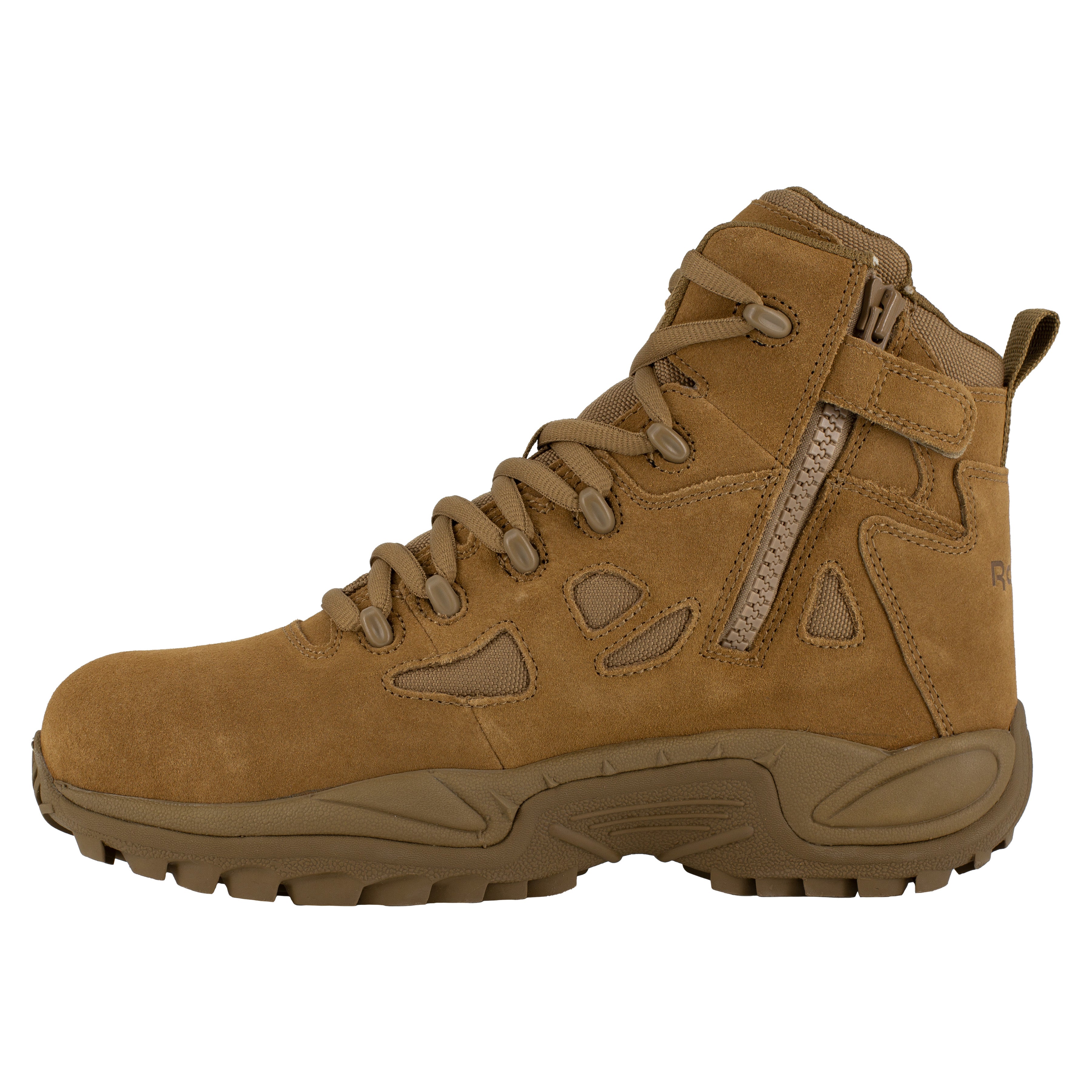 Reebok Men's Rapid Response RB 6" Composite Toe Side Zipper Stealth Duty Work Boot - Coyote - RB8650 - Overlook Boots