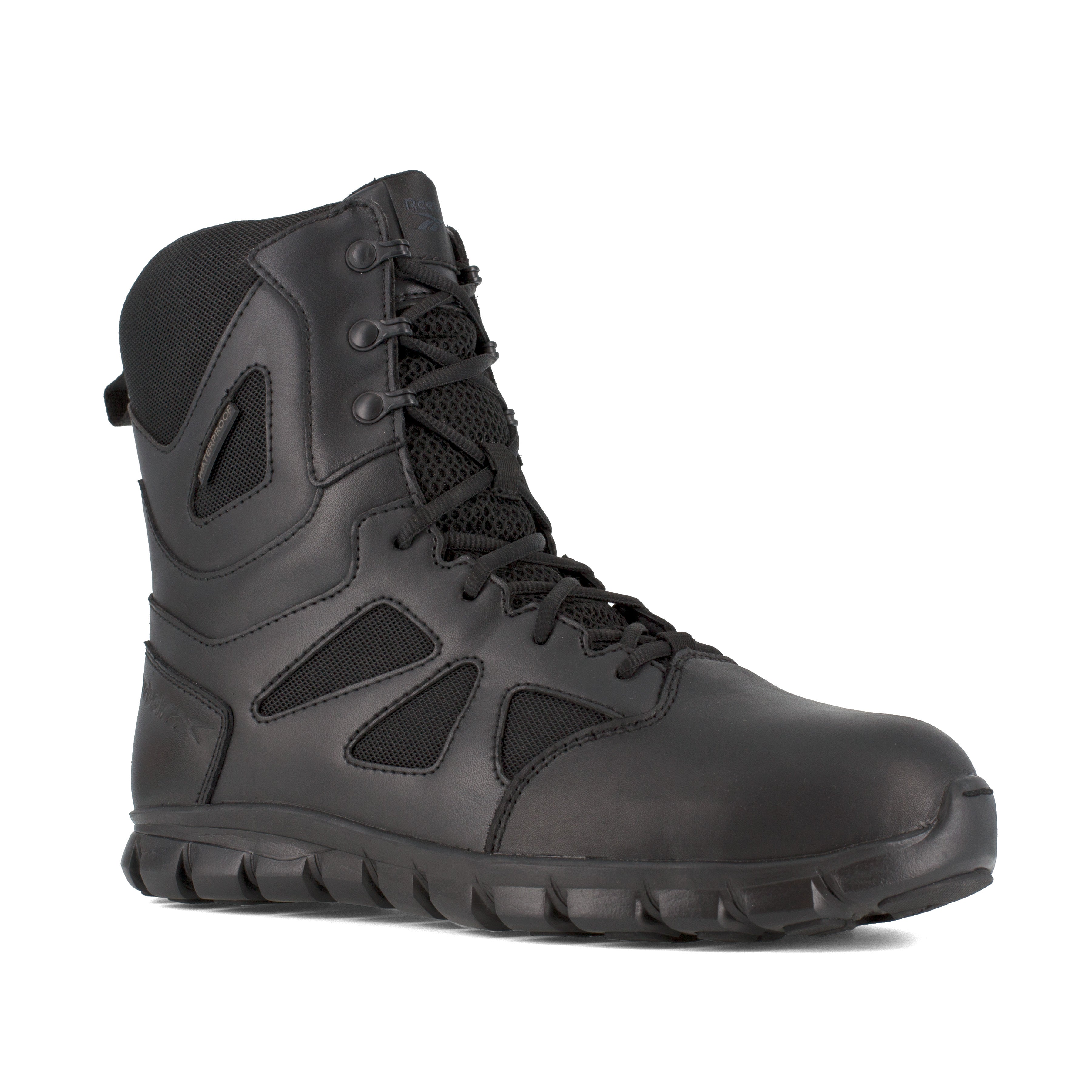 Reebok Men's Sublite Cushion 8" Composite Toe Waterproof Tactical Duty Boot - Black - RB8807 7 / Medium / Black - Overlook Boots