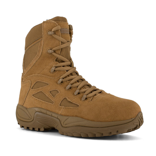 Reebok Men's Rapid Response RB 8" Composite Toe Side Zipper Stealth Military Duty Boot - Coyote - RB8850 3.0 / Medium / Coyote - Overlook Boots