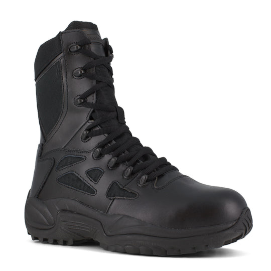 Reebok Men's Rapid Response RB 8" Composite Toe Side Zipper Police Duty Boot - Black - RB8874 3.0 / Medium / Black - Overlook Boots