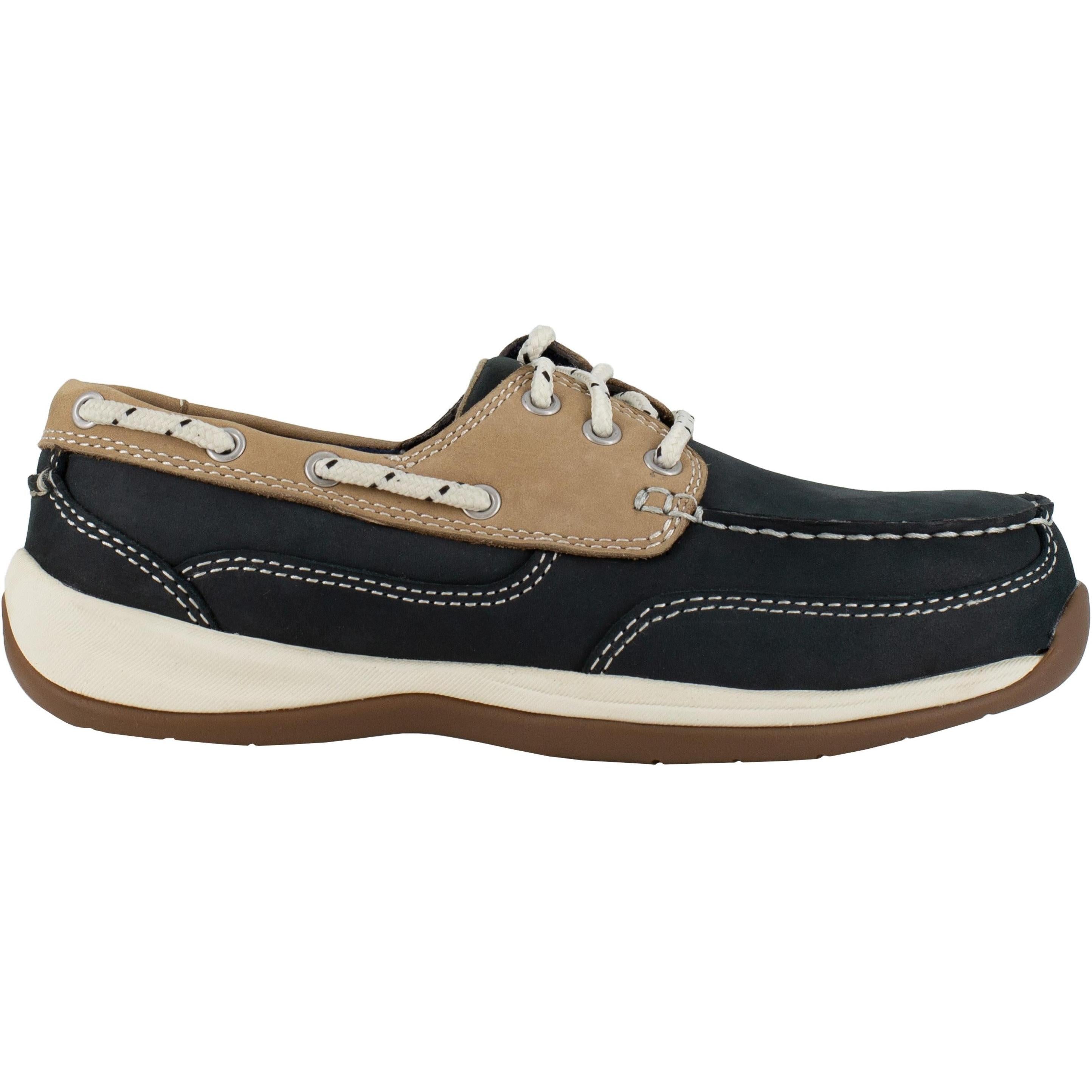 Rockport Women's Sailing Club Steel Toe Three Eye Tie Boat Shoe - Blue - RK670 - Overlook Boots