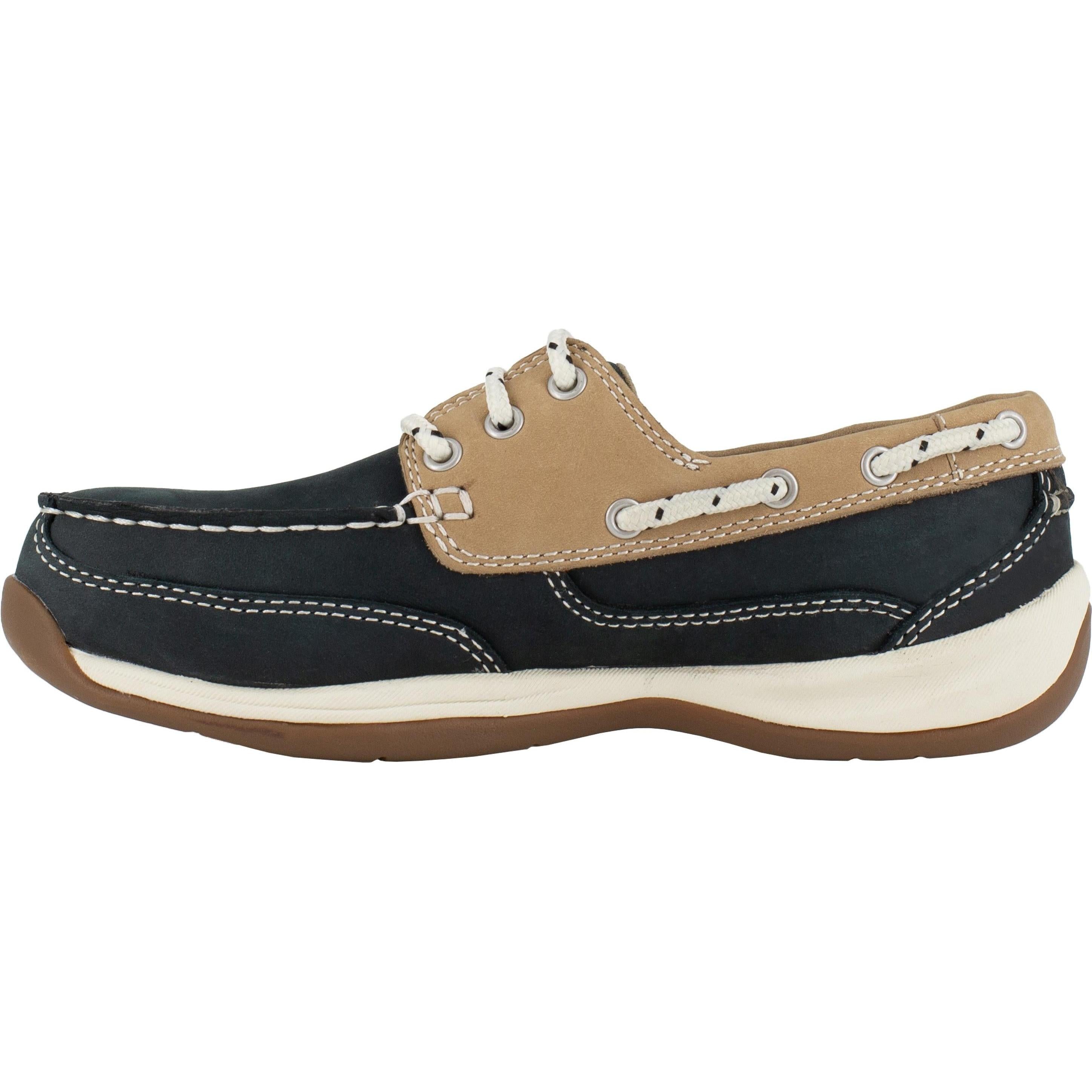 Rockport Women's Sailing Club Steel Toe Three Eye Tie Boat Shoe - Blue - RK670 - Overlook Boots