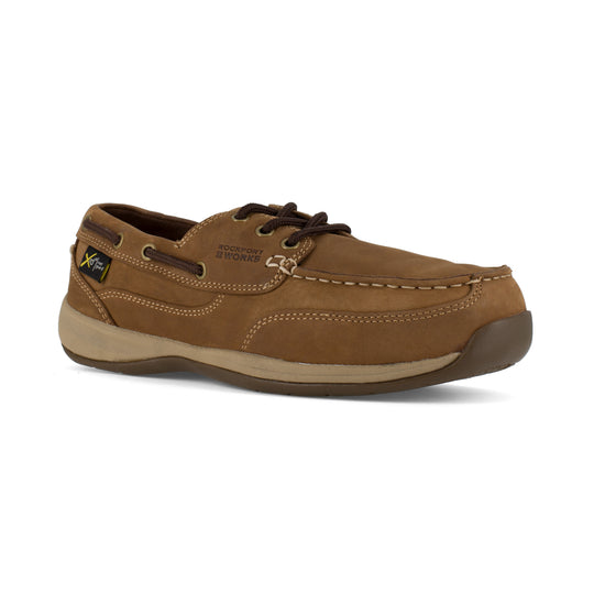 Rockport Men's Sailing Club Steel Toe Three Eye Tie Work Shoe - Brown - RK6734 6 / Medium / Brown - Overlook Boots