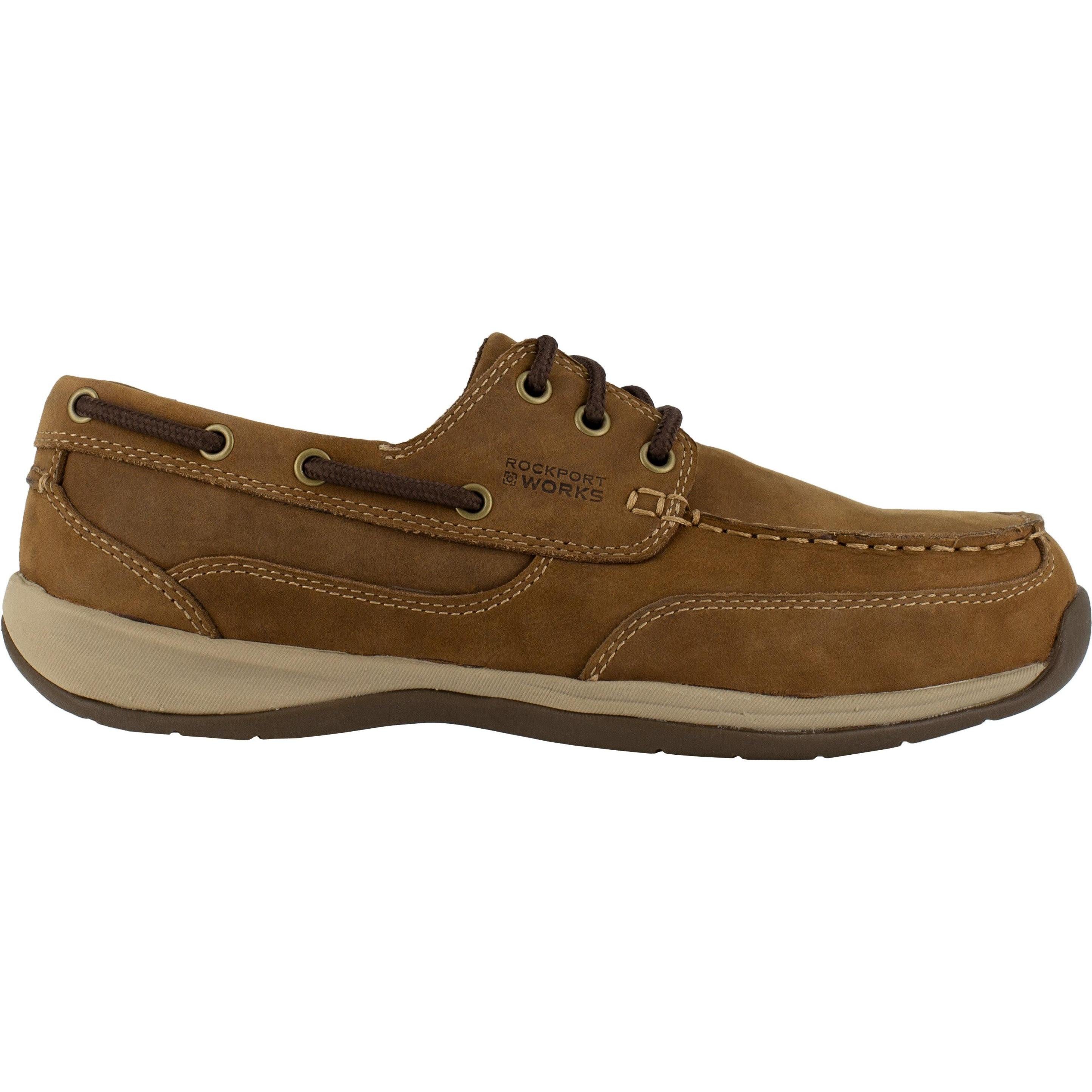 Rockport Women's Sailing Club Steel Toe Three Eye Boat Shoe - Brown - RK676 - Overlook Boots