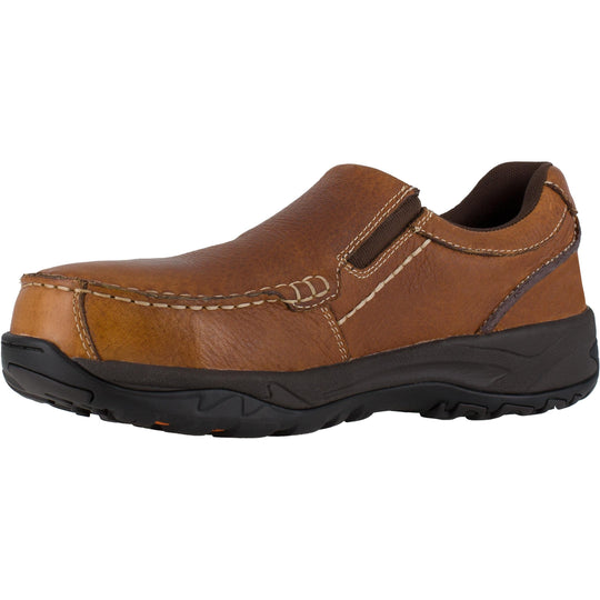 Rockport Men's Twin Gore Moc Toe Slip On Casual Work Shoe - Brown - RK6748 - Overlook Boots