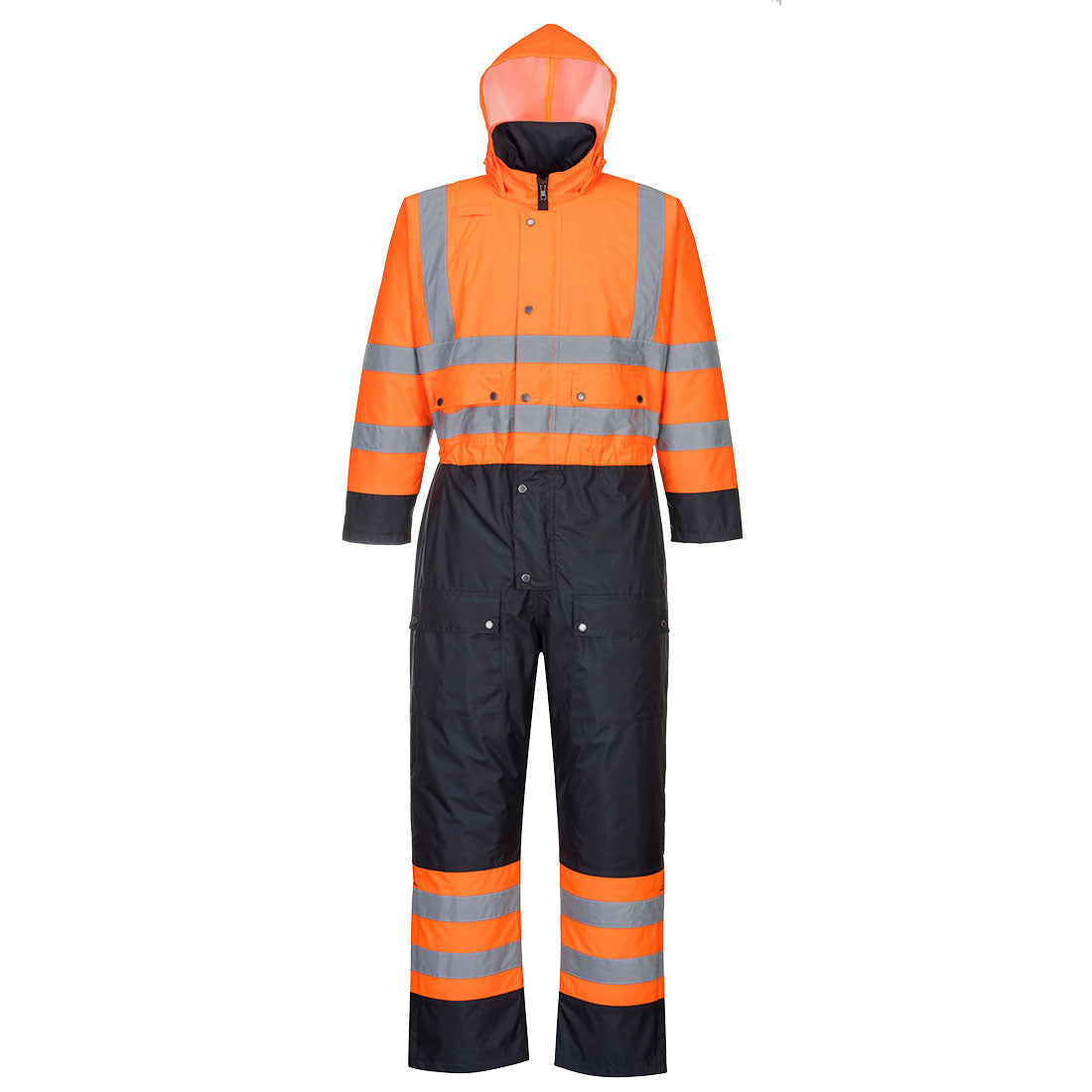 Portwest Hi-Vis Contrast Winter Coverall - Orange/Navy - S485 S - Overlook Boots