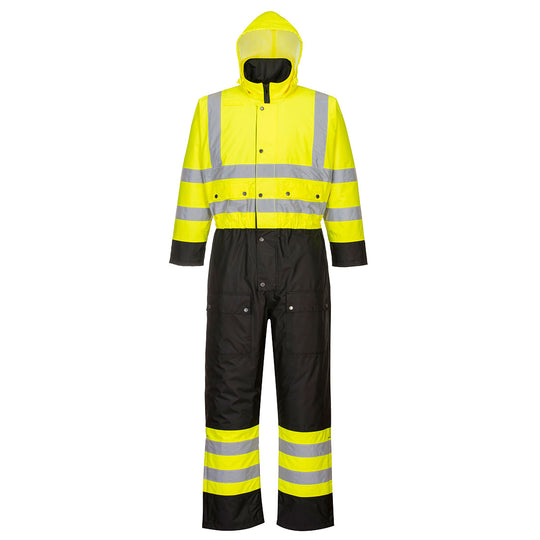 Portwest Hi-Vis Contrast Winter Coverall - Yellow/Black - S485 S - Overlook Boots