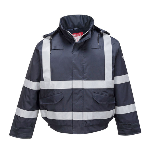 Portwest Bizflame Rain Insulated FR Bomber Jacket - Navy - S783 S - Overlook Boots