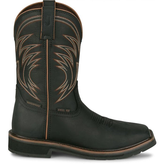 Justin Men's Widowmaker 11" Steel Toe WP Western Work Boot - Black - SE4241 - Overlook Boots