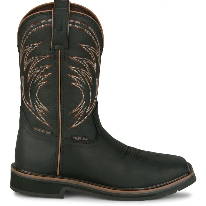 Justin Men's Widowmaker 11" Steel Toe WP Western Work Boot - Black - SE4241