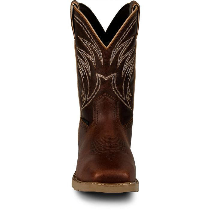 Justin Men's Daywork 11" Steel Toe Waterproof Western Work Boot - Pecan - SE4243