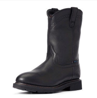 Ariat Men's Sierra Waterproof Roper Toe Work Boot - Black - 10034142 7 / Medium / Black - Overlook Boots