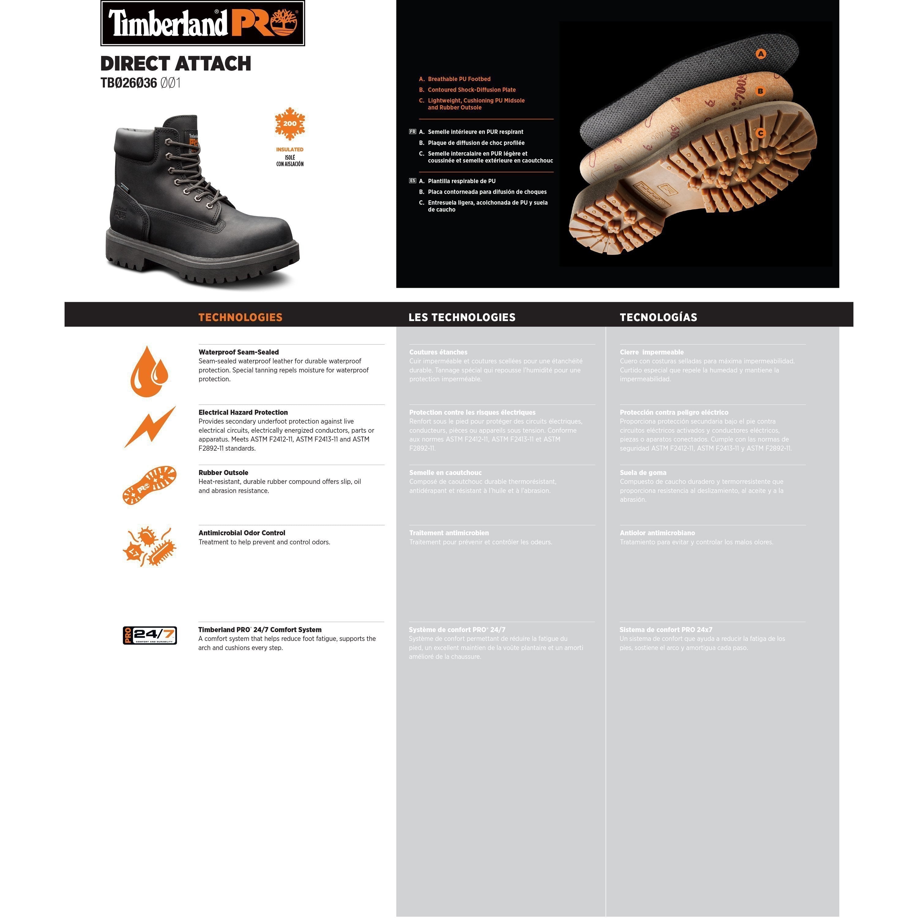 Timberland PRO Men's Direct Attach 6" Soft Toe Work Boot-TB126036001  - Overlook Boots