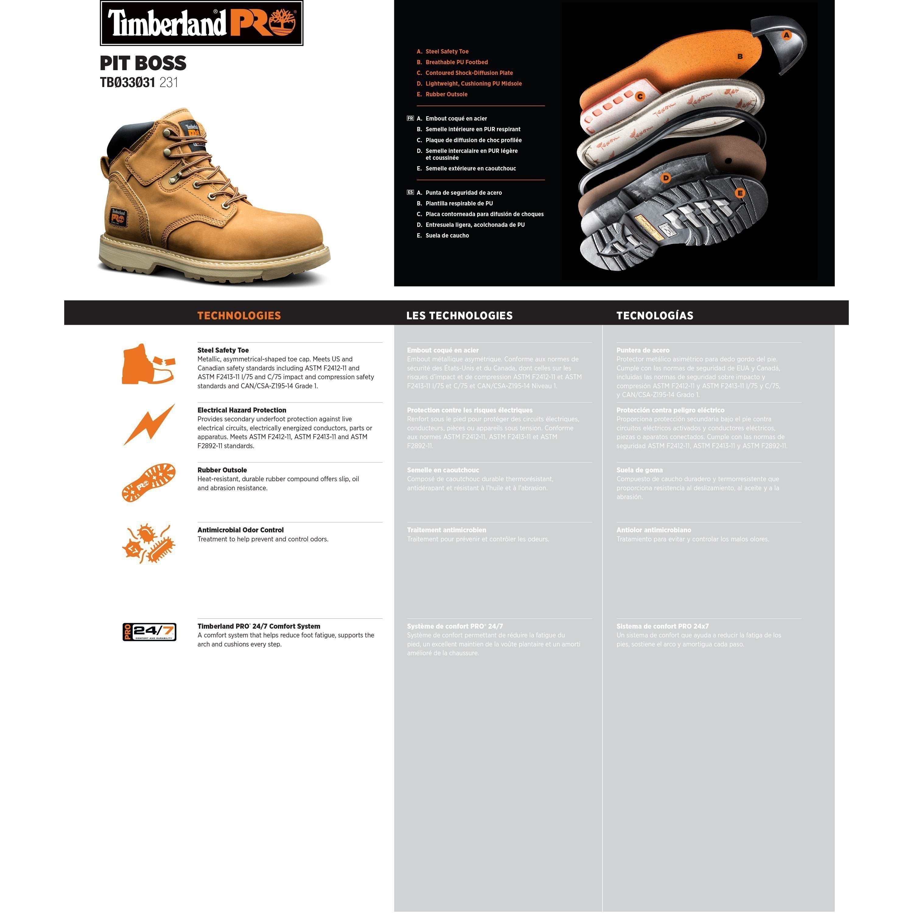 Timberland PRO Men's Pit Boss 6" Steel Toe Work Boot - TB133031231  - Overlook Boots